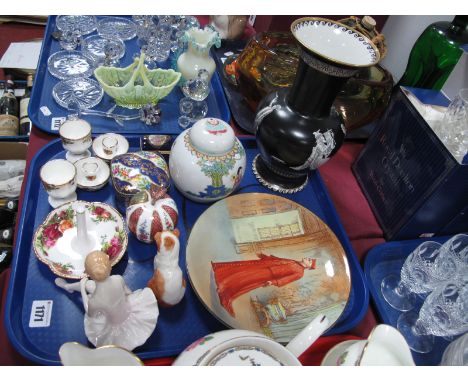 Worcester 'Short Haired Cat' and 'Apple', Rialto  vase, ginger jar, trinket boxes, Old Country Roses' trinkets, etc:- One Tra