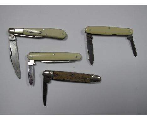 Four Assorted Folding Pocket Knives, including William Rodgers, E.Gillott St. Peters Gate, Kirkham & Co Sheffield, etc. (4)