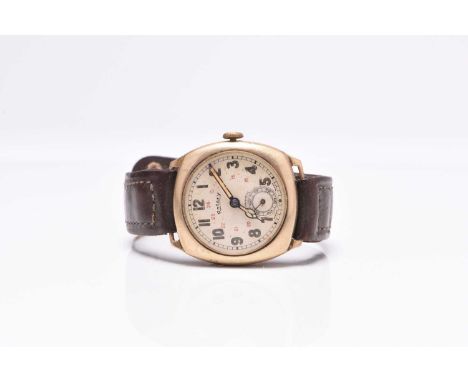 Rotary: A gentleman's 9ct gold wristwatchDate: Circa 1943Movement: 15-jewel cal. 9/440 manual windDial: Silver, luminous Arab