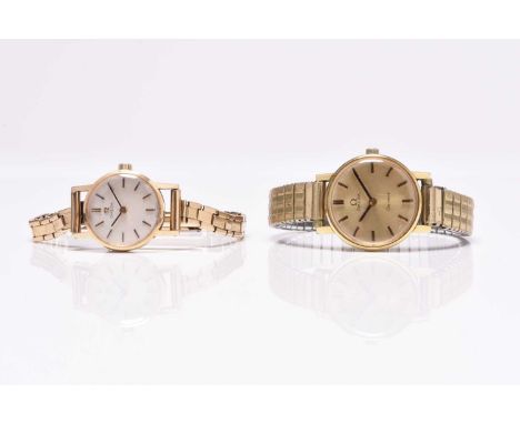 Omega: A lady's 9ct gold bracelet watch and a gold plated Geneve wristwatchThe first ref. 511.5002, circa 1978, cal.625 manua