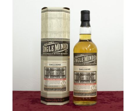 Douglas Laing's Single Minded Single Malt Scotch Whisky, distilled at Dailuaine Speyside, aged 7 years, 41%vol 700ml, in hexa