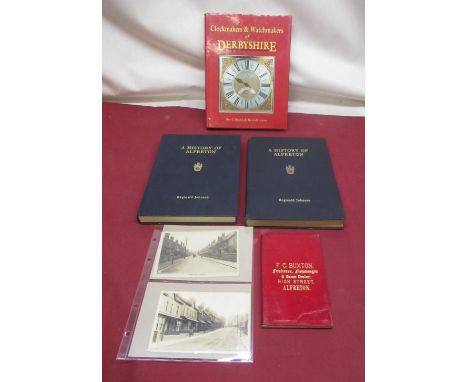 Johnson (Reginald) A History of Alfreton, Printed by G. C. Brittain &amp; Sons (x2) one with two postcards of Alfreton, Hughe