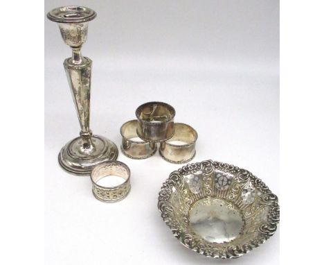 Geo.V hallmarked Sterling silver napkin rings numbered 2,3,4, by William Hutton &amp; Sons Ltd, Birmingham, 1911, another sil