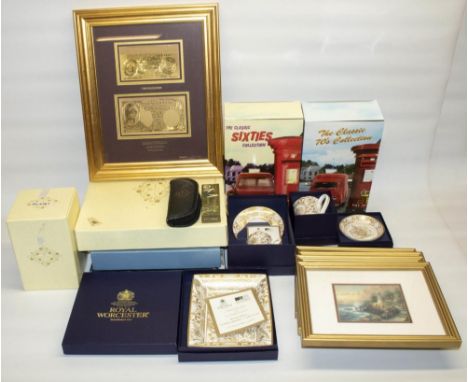Royal Mint gold impressions of a ten shilling and a five pound bank note, framed limited edition with certificate to reverse,