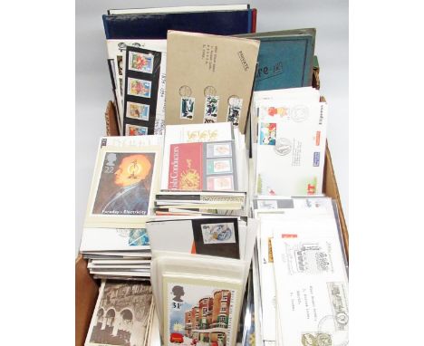 Large quantity of First Day Covers, North Yorkshire and Scottish vintage postcard: loose and in two albums, three Royal Mail 