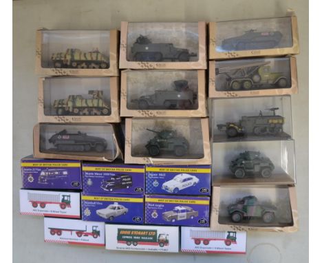 11 Atlas Edition boxed 1/43 scale armour models, all damaged (but repairable) except the US Half-track mortar carrier which i