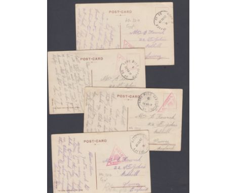 POSTAL HISTORY : EGYPT, four WWI postcards sent from Egypt to Redhill, Surrey. All with 'Army Post Office SZ12' datestamps an