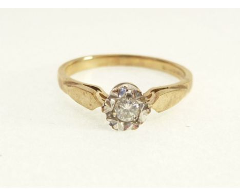 9CT GOLD SOLITAIRE DIAMOND RING, illusion set, 0.10ct approx., London 1990, 1.5g