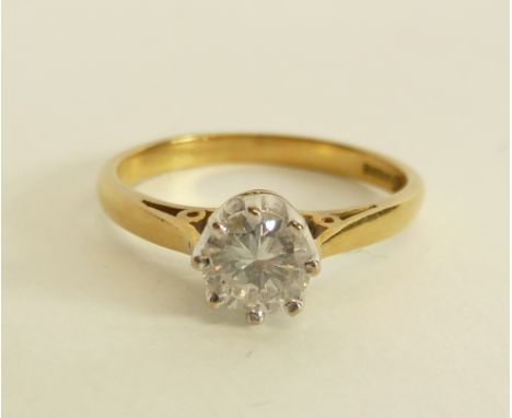 AN 18CT GOLD SOLITAIRE DIAMOND RING, 0.48ct approx., Birmingham, 3.1g