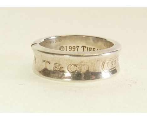 TIFFANY SILVER '1837' RING, waisted band, 6.5g
