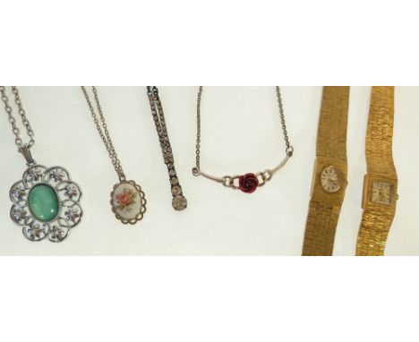 24 LADY'S QUARTZ AND OTHER WRIST WATCHES, Rotary, Sekonda, Accurist, etc., ELEVEN PASTE SET PENDANT NECKLACES, AND OTHER ITEM