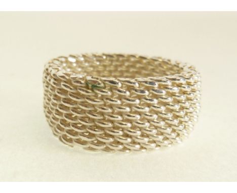 TIFFANY SILVER MESH RING, 8.6g