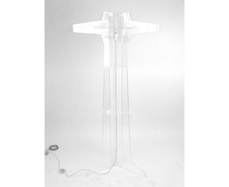 A clear perspex standard lamp, the three supports with multiple branch-like sections CONDITION REPORT: On branch snapped