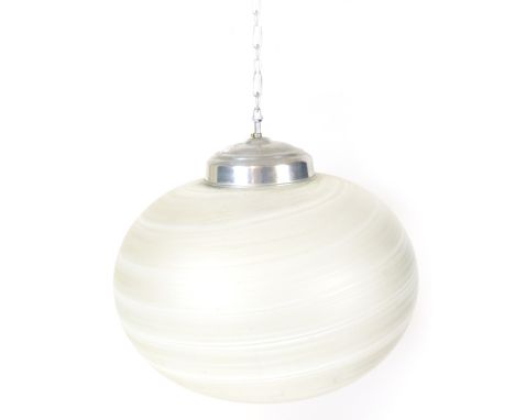 A 1960's Murano glass spherical ceiling light with an aluminium support CONDITION REPORT: No obvious chips or cracks, working