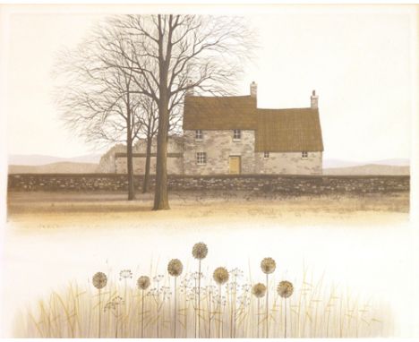 Kathleen Caddick (b.1937),
'Moorland Cottage',
signed in pencil,
limited edition etching 62/150,
29 x 37 cm CONDITION REPORT: