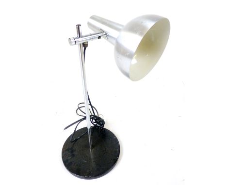 A 1970's aluminium adjustable table lamp CONDITION REPORT: Working order unknown, losses and pitting, no plug
