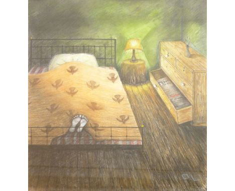 Peter Lewis (b. 1934),
'The Emperor of Ice Cream: Let the lamp affix it's beam',
monogrammed PL,
carbothello pastels,
57.5 x 