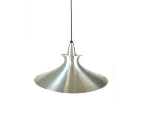 A 1970's white ceiling light of conical form CONDITION REPORT: Working order unknown, some wear and knocks