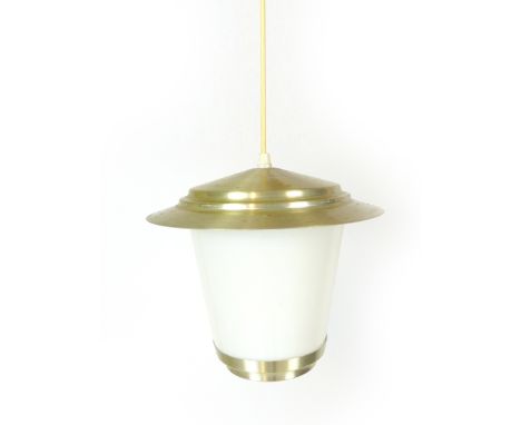 A 1970's teak mounted, moulded glass and aluminium ceiling light, together with another similar light CONDITION REPORT: Worki