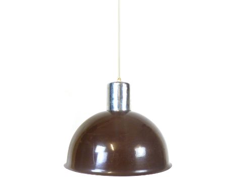 A 1970's brown enamelled ceiling light of open form CONDITION REPORT: Heavy pitting to interior, some losses to enamelling, w