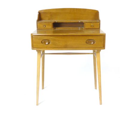 An Ercol elm dressing table, the two drawer superstructure over a single drawer on beech tapering legs, w. 69 cm CONDITION RE