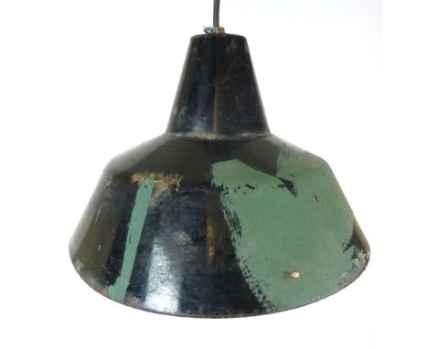 A 1960/70's industrial-type ceiling light of trumpet form CONDITION REPORT: Heavy losses