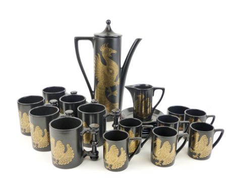A Portmerion 'Phoenix' pattern six sitting tea and coffee service CONDITION REPORT: No obvious damage