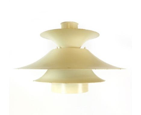A 1970's white four tier ceiling light of squat form CONDITION REPORT: Working order unknown, some wear and knocks