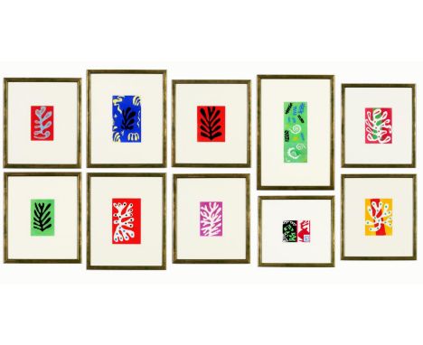 HENRI MATISSE, a set of ten rare hand coloured pochoir after the decoupage, Edition: 1000 – published in Paris by Mourlot 195