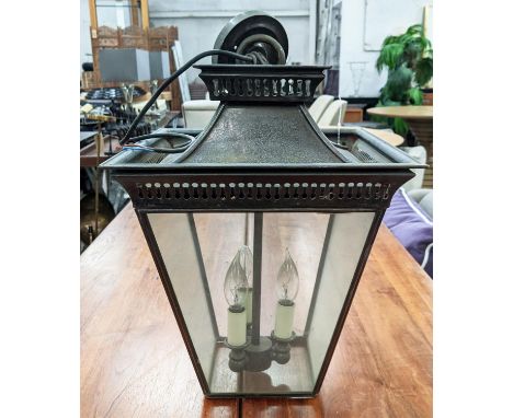 HALL LANTERN, glazed sides, 50cm drop each, not including chain approx. 