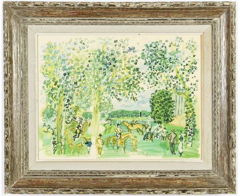 RAOUL DUFY, Paddock A Deauville, Lithograph in colours, French Montparnasse frame, 48 x 62 cm. 