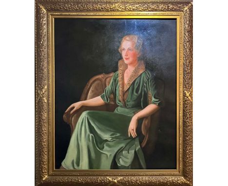 MANNER OF WILLIAM HASKELL COFFIN (1878-1941), 'Portrait of a Woman', oil on canvas, 125cm x 101cm. 