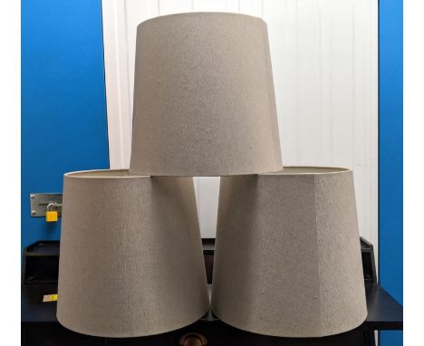PORTA ROMANA 17" BONGO PAPYRUS SILK/LINEN CREAM SHADES, a set of three. (3) 
