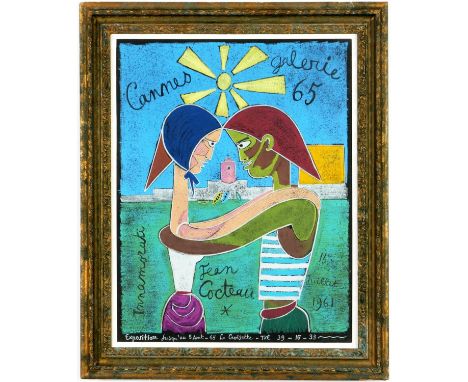 JEAN COCTEAU, Cannes 1961, Lithograph in colours signed in the plate, Edition: 250, 63 x 49 cm. 