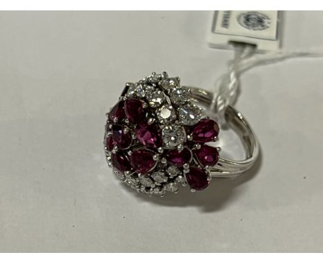 PLATINUM RUBY &amp; DIAMOND RING - APPROX 3.50CTS WITH COA - SIZE M - COLOURS G-H