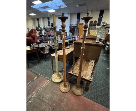 PAIR OF CHURCH CANDLE HOLDERS &amp; ORIENTAL STANDARD LAMP