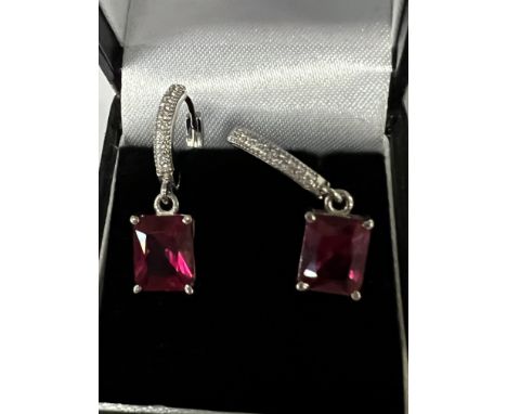 STERLING SILVER RUBY EARRINGS