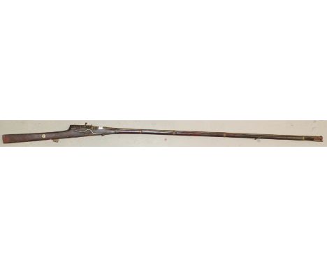 A C19th Indian Arsenal match lock musket, inlaid bone decorative motifs, 70" 