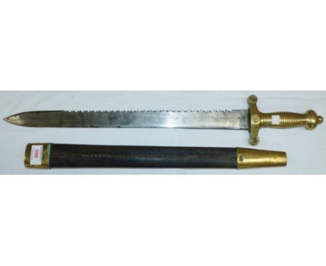 A 19th German pioneer sword with classical style brass handle, the blade stamped F. Horster, Solingen, 26", with scabbard