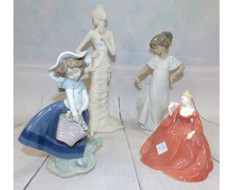 Coalport figure Couture Collection Georgette, Natalie, LLadro figure and Nao figure