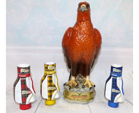 A Beswick ''Golden Eagle'' decanter; 3 McGibbons minatures in the form of golf bag all with contents