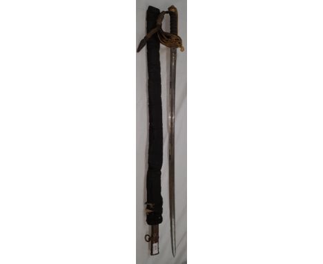 A Lancashire Rifle Volunteers: 19th Century presentation sword with decorated steel blade, ormolu handle and guard, inscribed