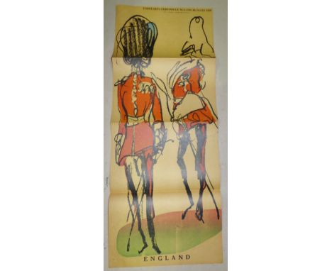 FELIKS TOPOLSKI, broadsheet colour lithograph of two guardsmen, dated 1956 46'' x 18''