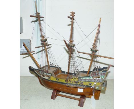 A late 19th century ship model with stand 17'' overall