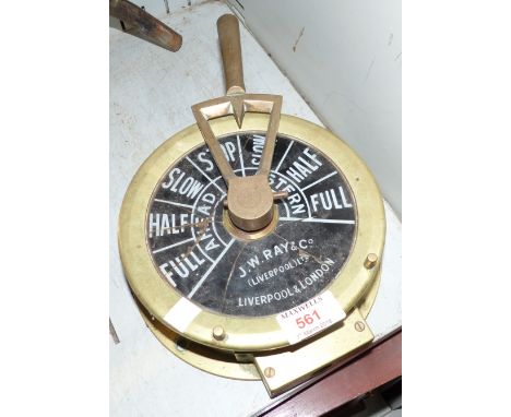 Brass ship's engine order telegraph by J.W. Ray & Co. Liverpool 8'' (glass a.f.)
