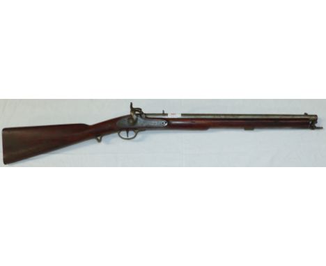 A 19th Indian Arsenal Jaipur percussion cap firing carbine with brass trigger guard, 37" stamped Tower 1888 on lock