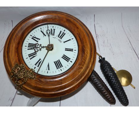 A 19th century Black Forrest postman's alarm wall clock with weights and pendulum