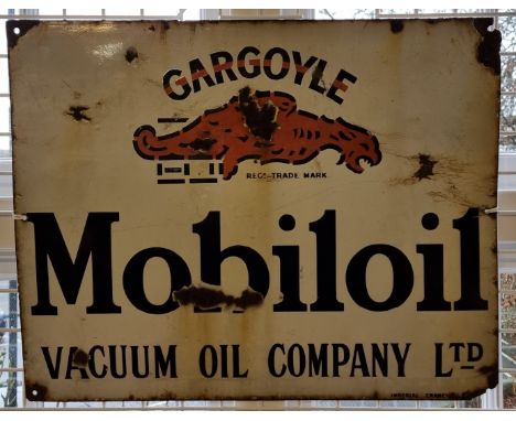 Automobilia: a vintage enamel 'Mobiloil' sign, 48 x 61cm. 