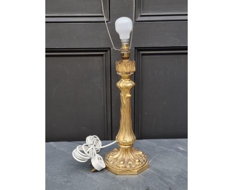 A gilt brass table lamp,&nbsp;height excluding fitting 38cm.&nbsp; 