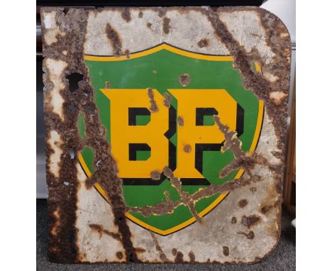Automobilia: a vintage enamel 'BP' sign,&nbsp;77 x 71.5cm. 